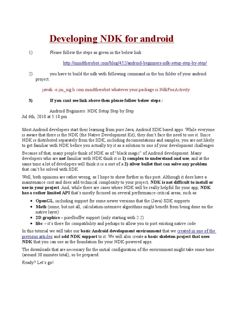 NDK Development Steps | PDF | Eclipse (Software) | Command Line Interface