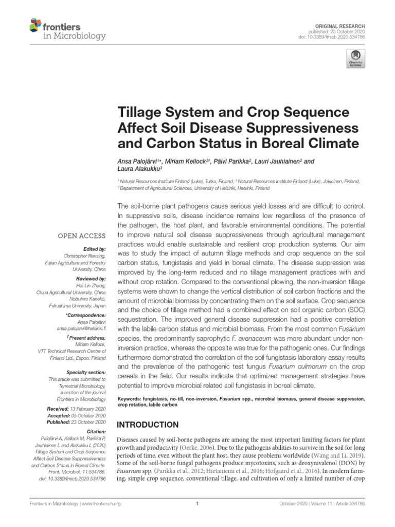 Tillage and Crop Sequence Impact on Soil Health | PDF | Crop Rotation ...
