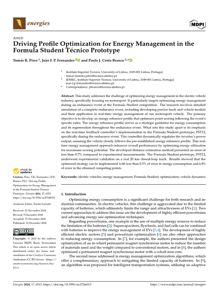Energies 17 06313 | PDF | Mathematical Optimization | Electric Vehicle