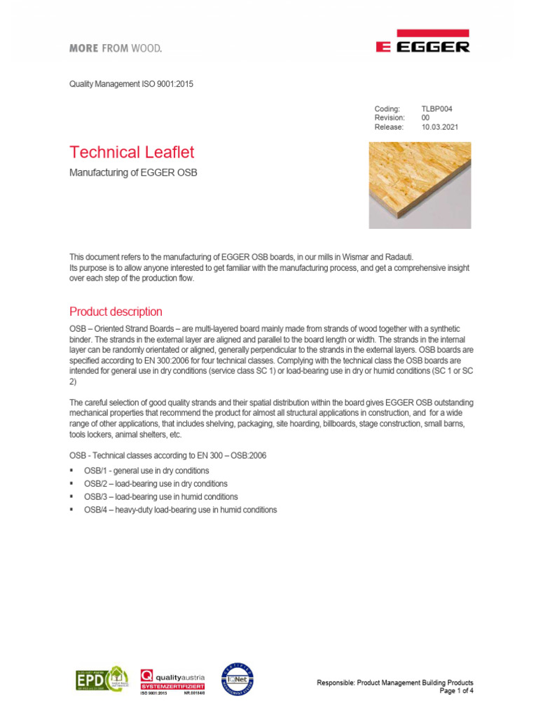 TL Egger Tlbp004 Osb Manufacturing Wis Rau en | PDF