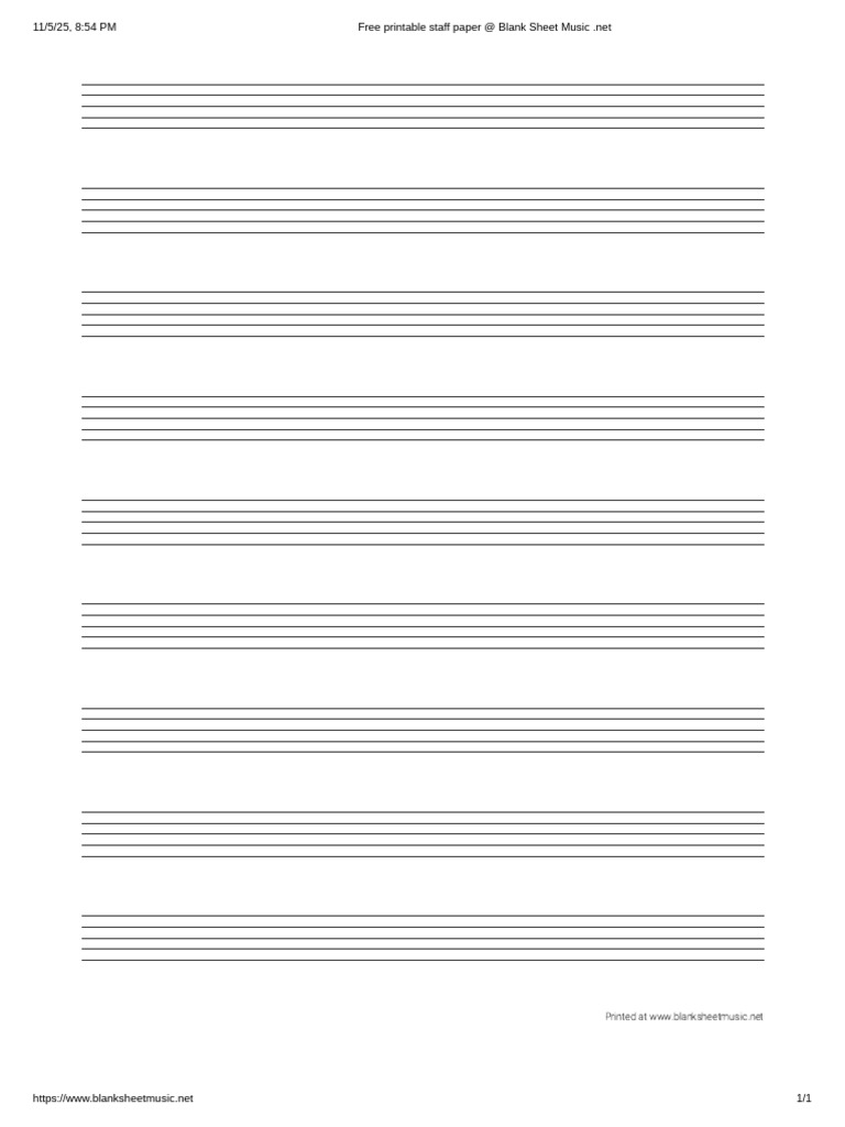 Free Printable Staff Paper at Blank Sheet Music | PDF