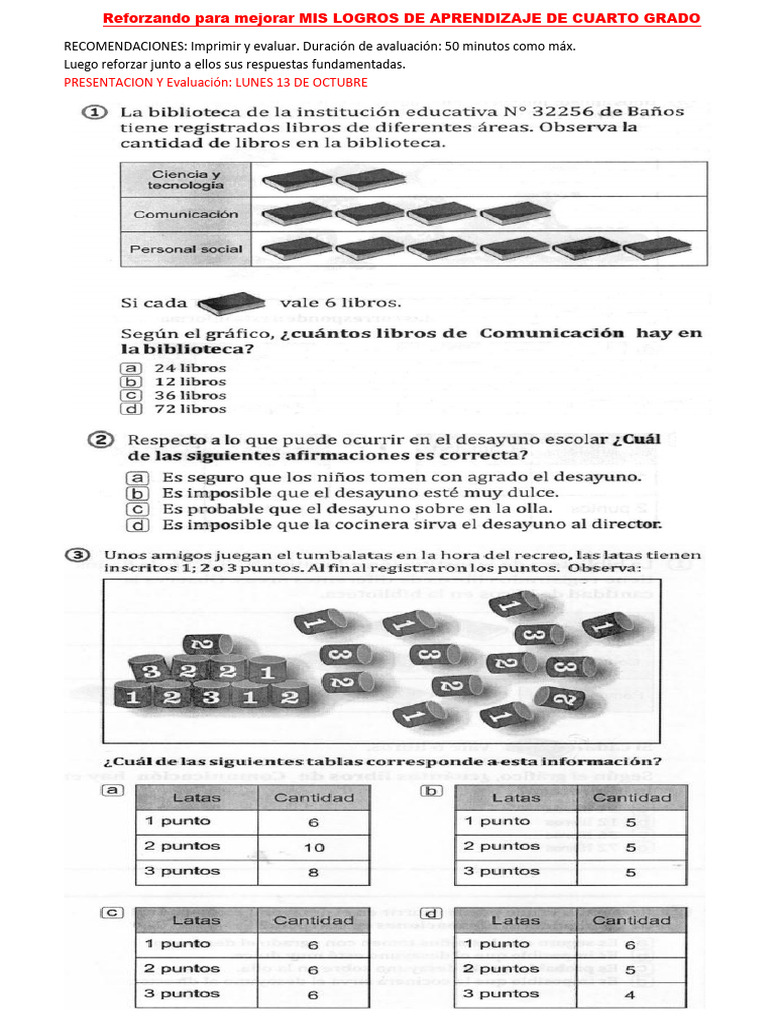 Reforzando para Mejorar MIS LOGROS DE APRENDIZAJE DE CUARTO GRADO N°2 | PDF