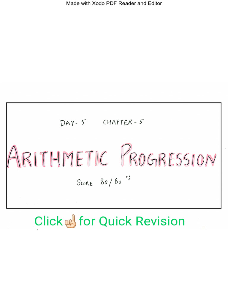 Arithmetic Progression - Revision & PYQ Series | PDF