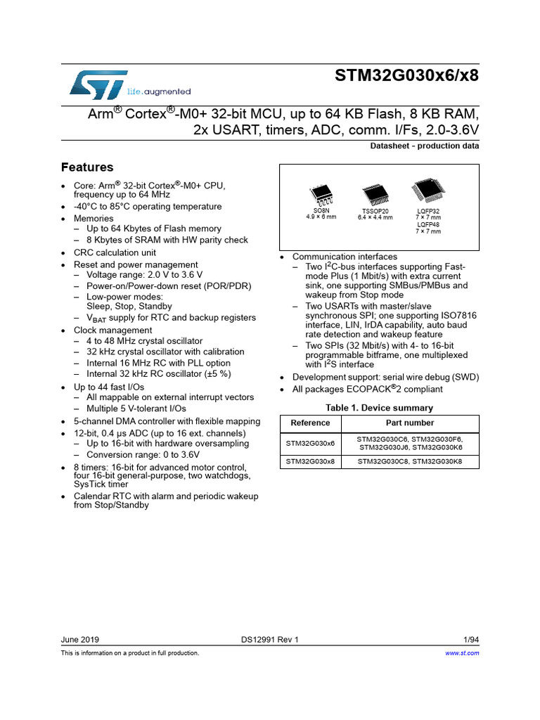 STM32G030F6P6 STMicroelectronics | PDF | Microcontroller | Embedded System