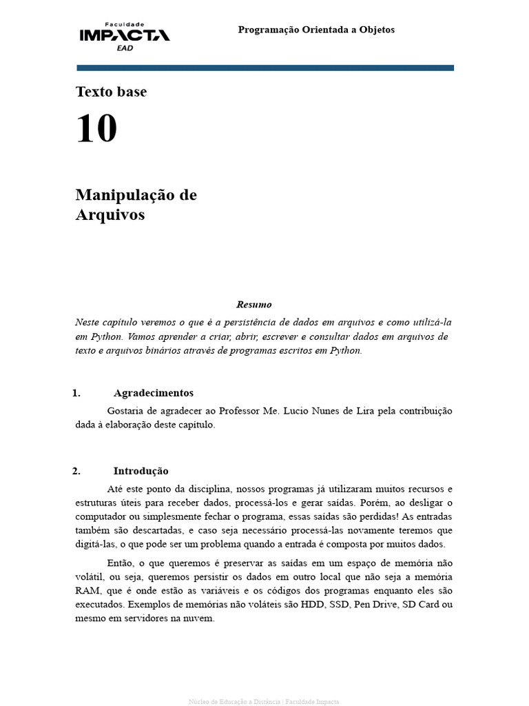 Manipulação de Arquivos em Python | PDF | Python (linguagem de ...