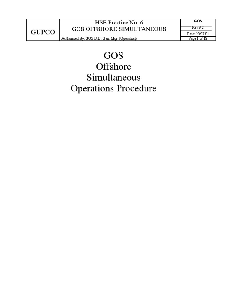 GOS Offshore Simultaneous Operations Guide | PDF | Oil Well | Drilling Rig