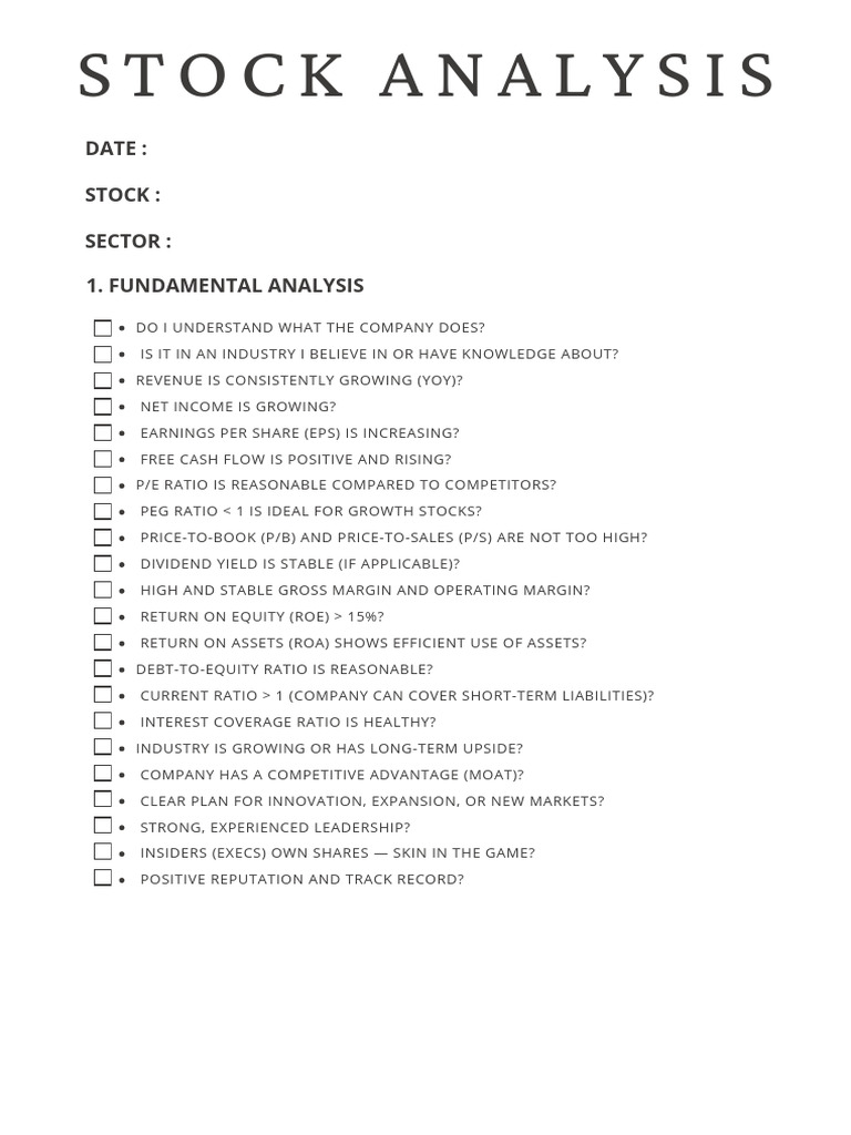 Fundamental Analysis Checklist | PDF