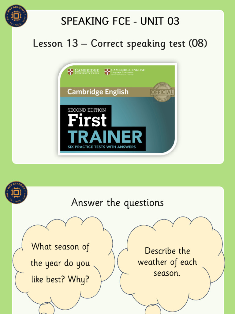 FCE Speaking Test Unit 03 Guide | PDF