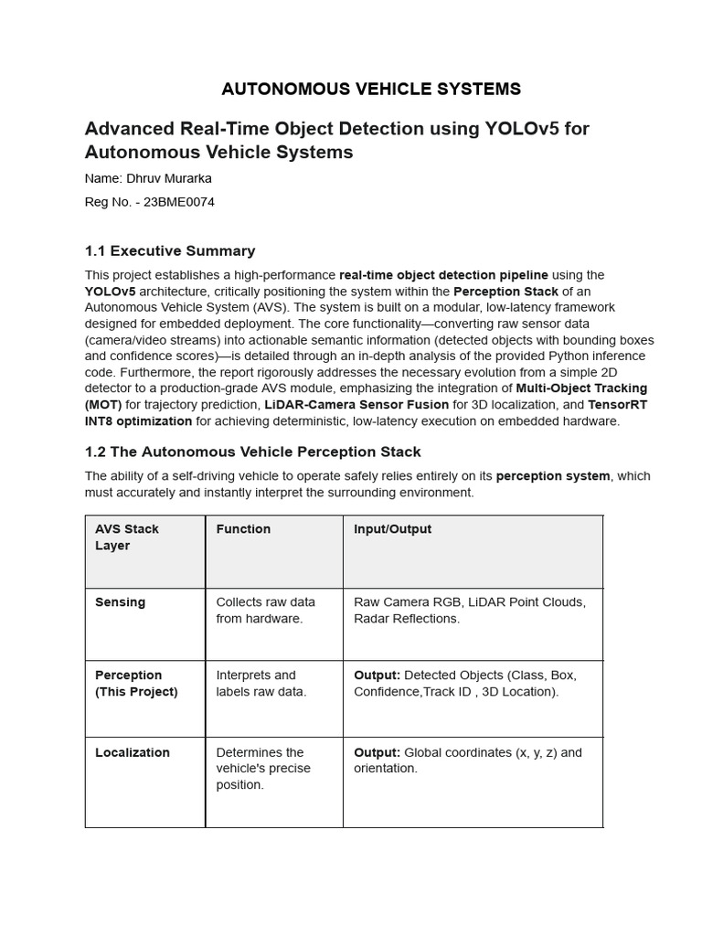 YOLOv5 Object Detection for AV Systems | PDF | Lidar | Deep Learning