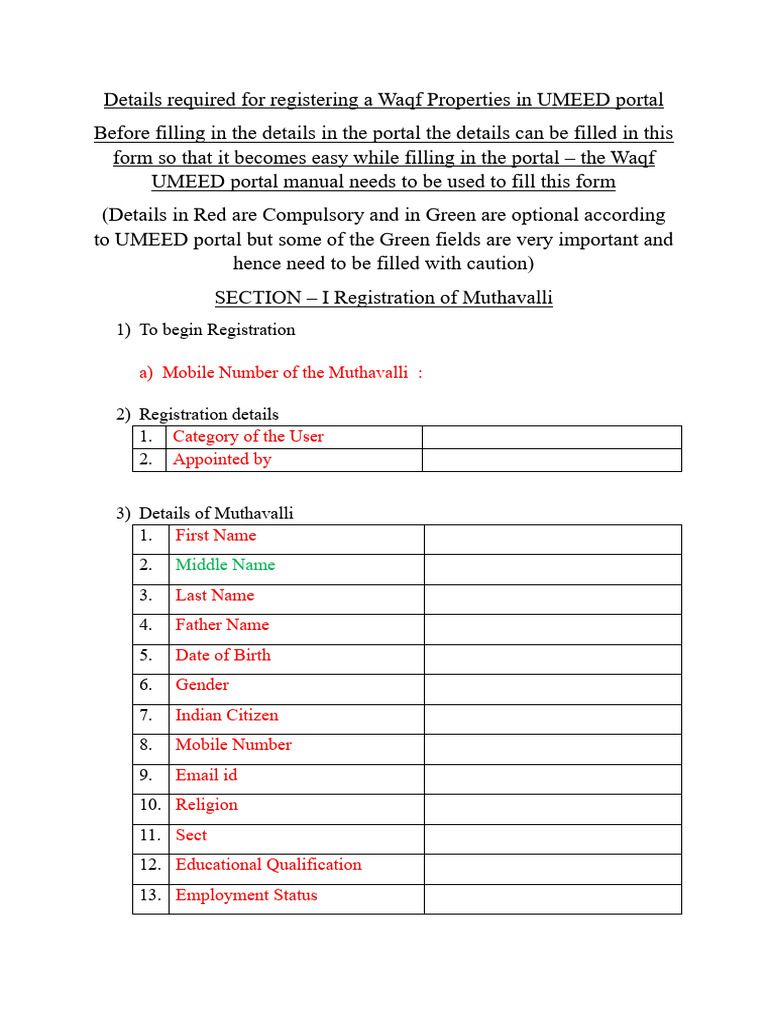 Waqf Registration Guide for UMEED Portal | PDF