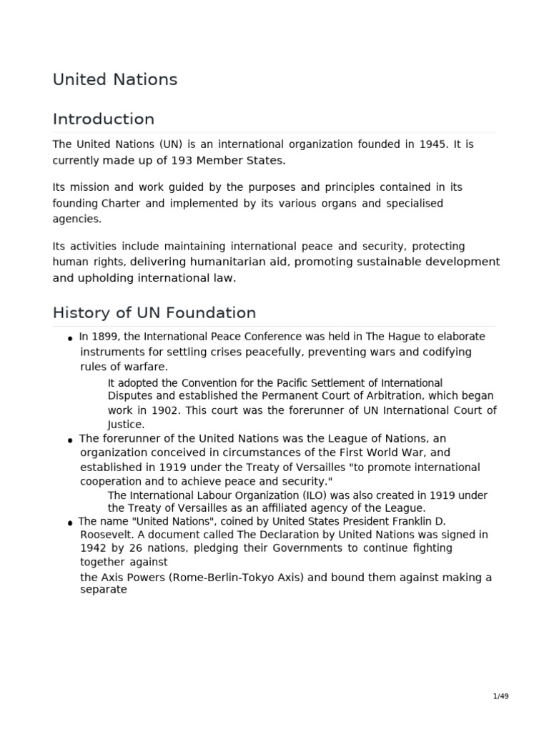 Overview of the United Nations Structure | PDF | United Nations ...