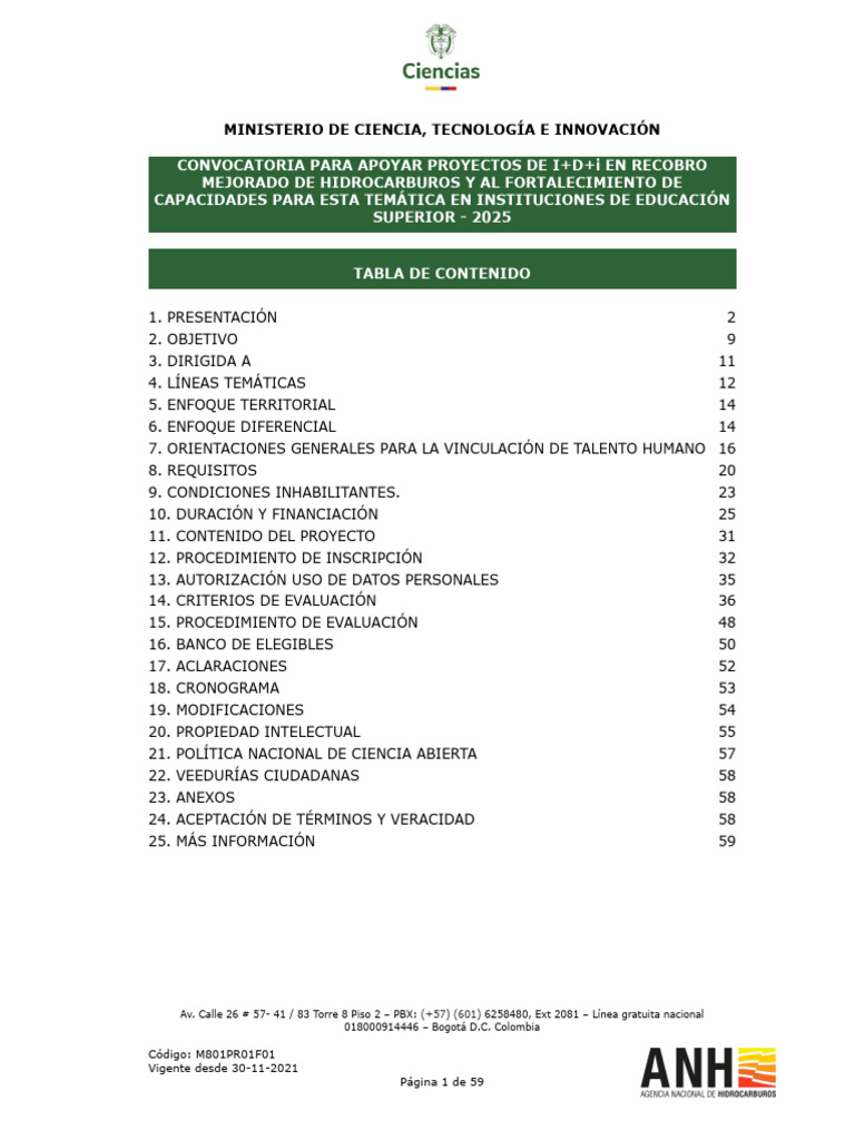 Terminos de Referencia - Convocatoria Recobro 2025 Firmado | PDF ...