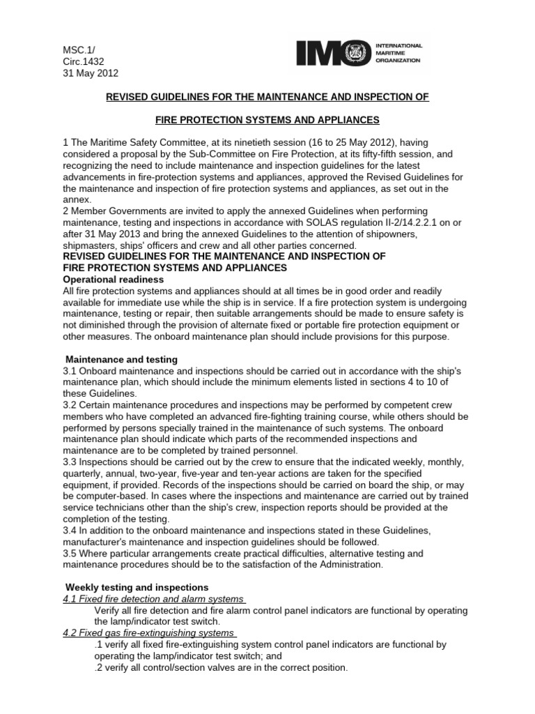 Fire Protection Systems Maintenance Guidelines | PDF | Fire Sprinkler ...