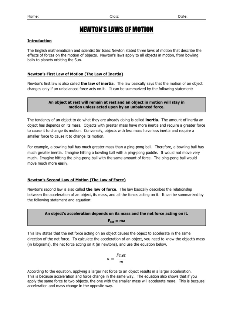 Newton's Laws of Motion Explained | PDF | Force | Newton's Laws Of Motion
