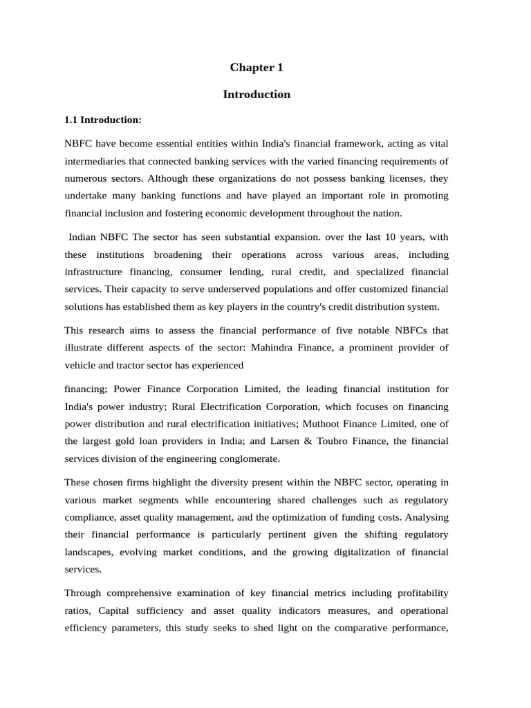 A Study On Financial Performance of Non Banking | PDF | Banks | Non ...
