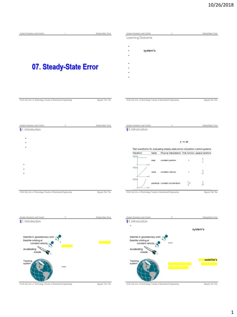 Understanding Steady-State Error in Control Systems | PDF | Steady ...