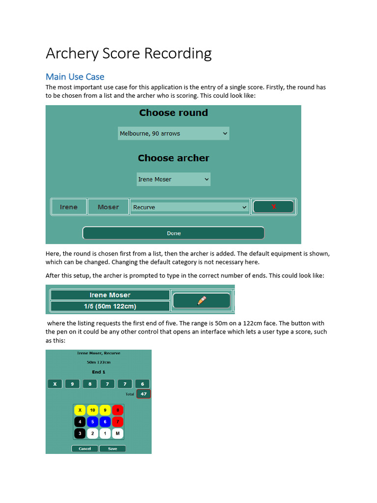 Archery Score Recording Main Use Case | PDF