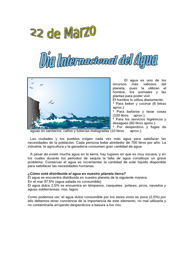 22 de Marzo - Día Internacional Del Agua | PDF