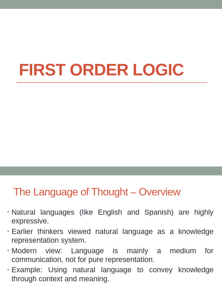 First-Order Logic: Language and Thought | PDF | Interpretation (Logic ...