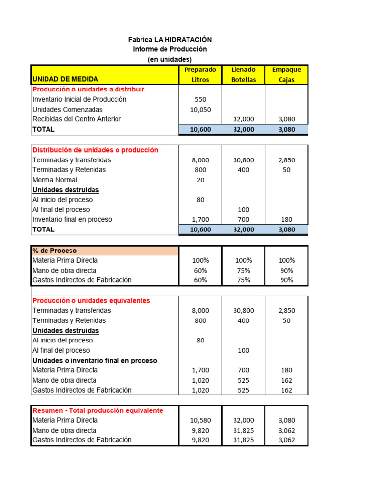 Informe de Producción y Costos 2025 | PDF | Estado de resultados ...