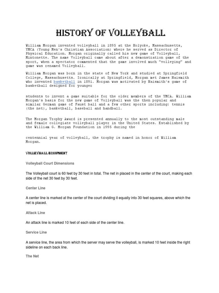 History of Volleyball Volleyball Ball Games