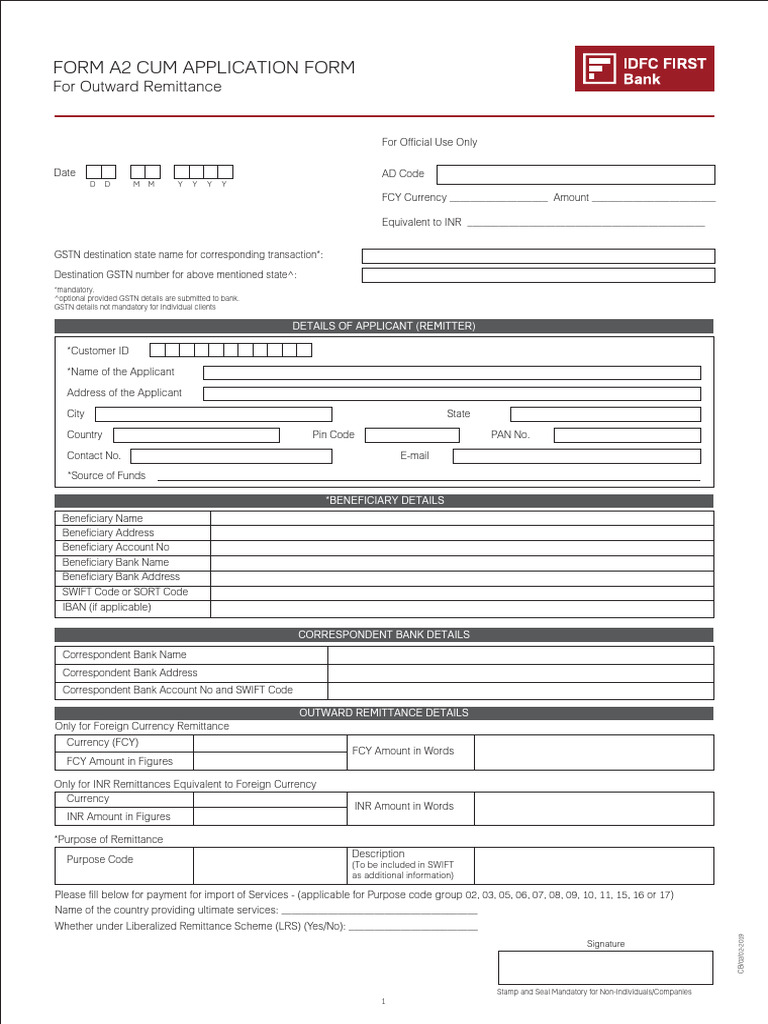 Outward Remittance Form A2 Guide | PDF | Investing | Insurance