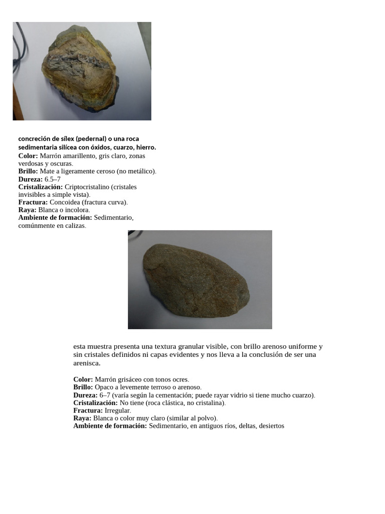 Muestras de Minerologia | PDF | Roca (geología) | Pedernal