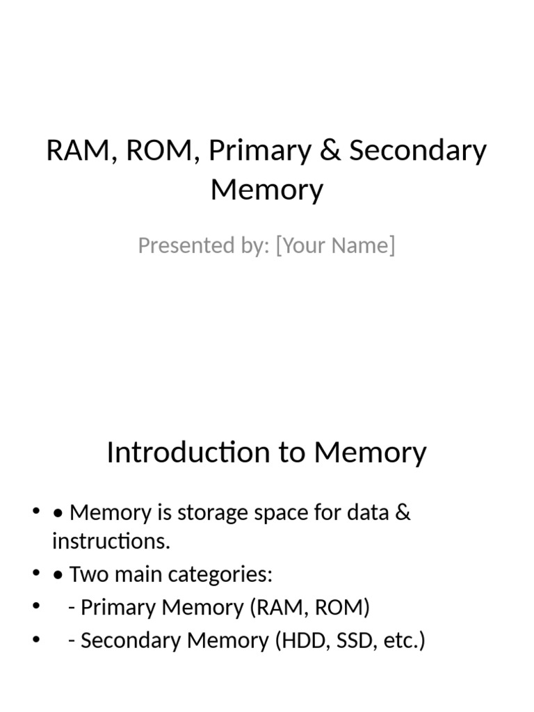 Understanding RAM, ROM, and Memory Types | PDF