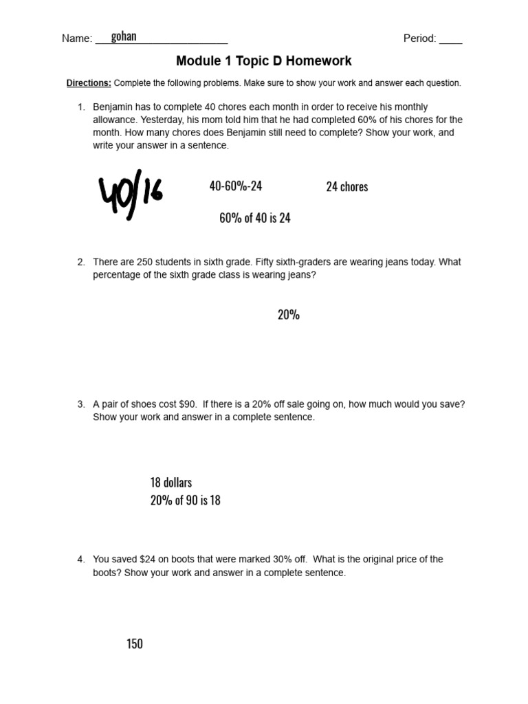 Gohan McNair - Module 1 Topic D Review Homework | PDF