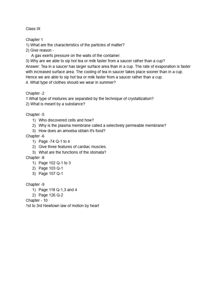 Class IX Science Study Guide | PDF