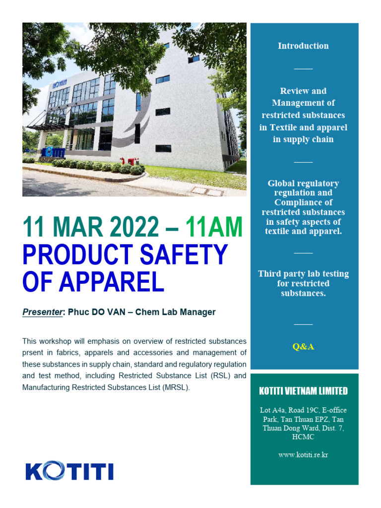 Workshop About Product Safety of Apparel | PDF | Textiles | Secondary ...