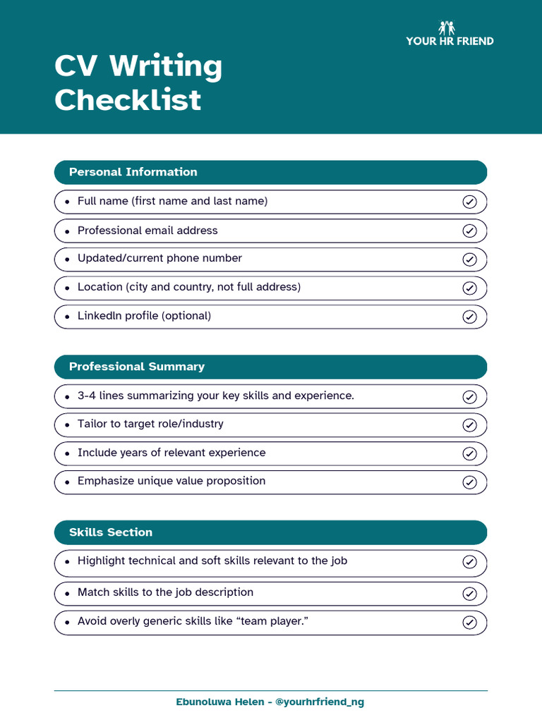 Essential CV Writing Checklist | PDF