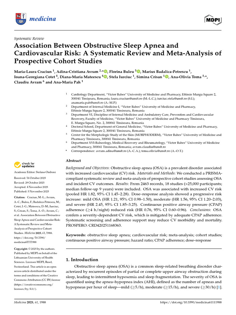 Association Between Obstructive Sleep Apnea and Cardiovascular Risk ...
