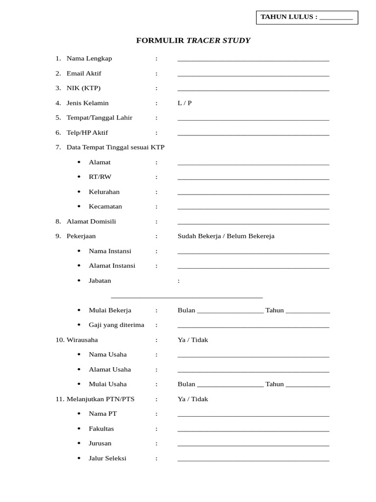 Formulir Tracer Study | PDF