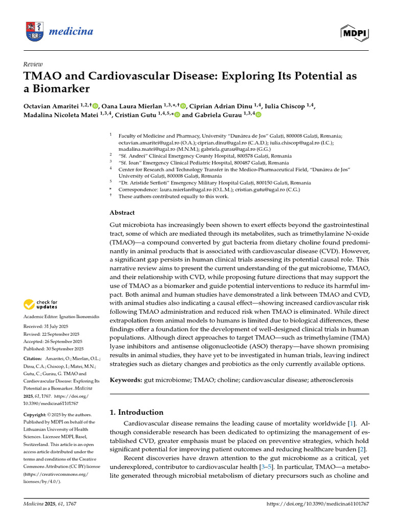 TMAO and Cardiovascular Disease Exploring Its Potential As A Biomarker ...