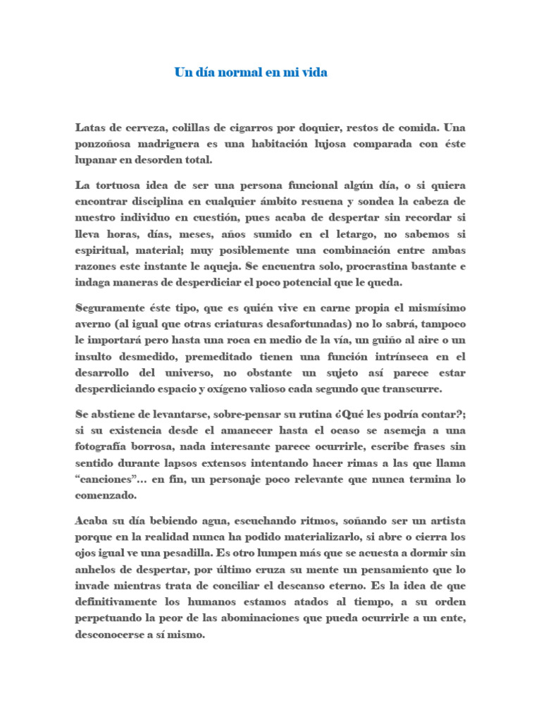 Un Día Normal en Mi Vida | PDF