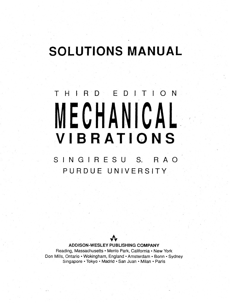 Mechanical Vibrations S.rao 3rd Edition Solution Manual
