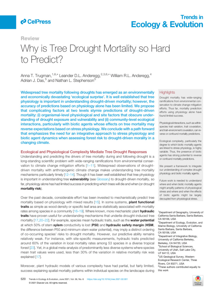 Difficulty in Estimating Mortality by Drought | PDF | Ecology | Drought