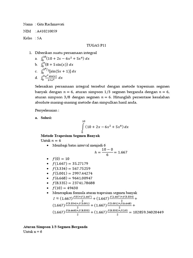 Metode Integral dan Kesalahan Absolut | PDF