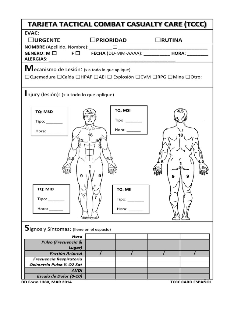 Tarjeta TCCC para Atención de Emergencias | PDF | Medicina ...