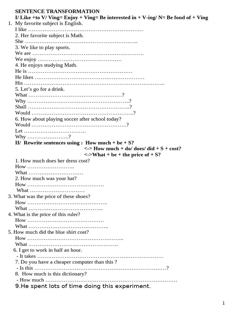Sentence Transformation Exercises | PDF | Chess Openings | Chess