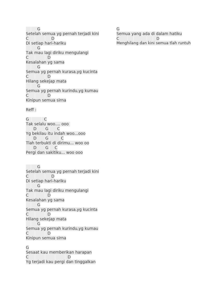 Lirik Lagu Cinta dan Kehilangan | PDF