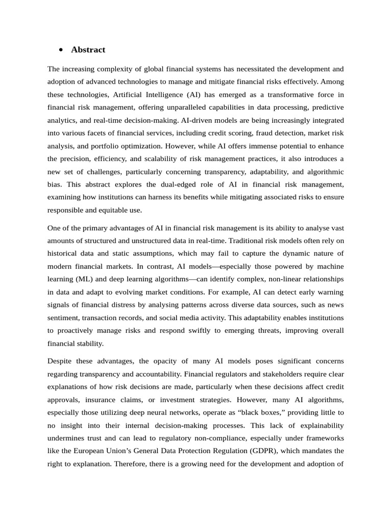 AI in Financial Risk Management Insights | PDF | Artificial ...