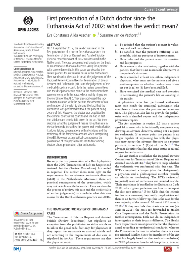 Dutch Euthanasia Case Verdict Explained | PDF | Dementia | Medicine
