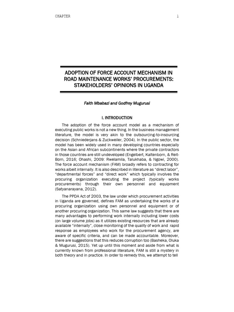 Stakeholder Views on Force Account in Uganda | PDF | Procurement | Policy