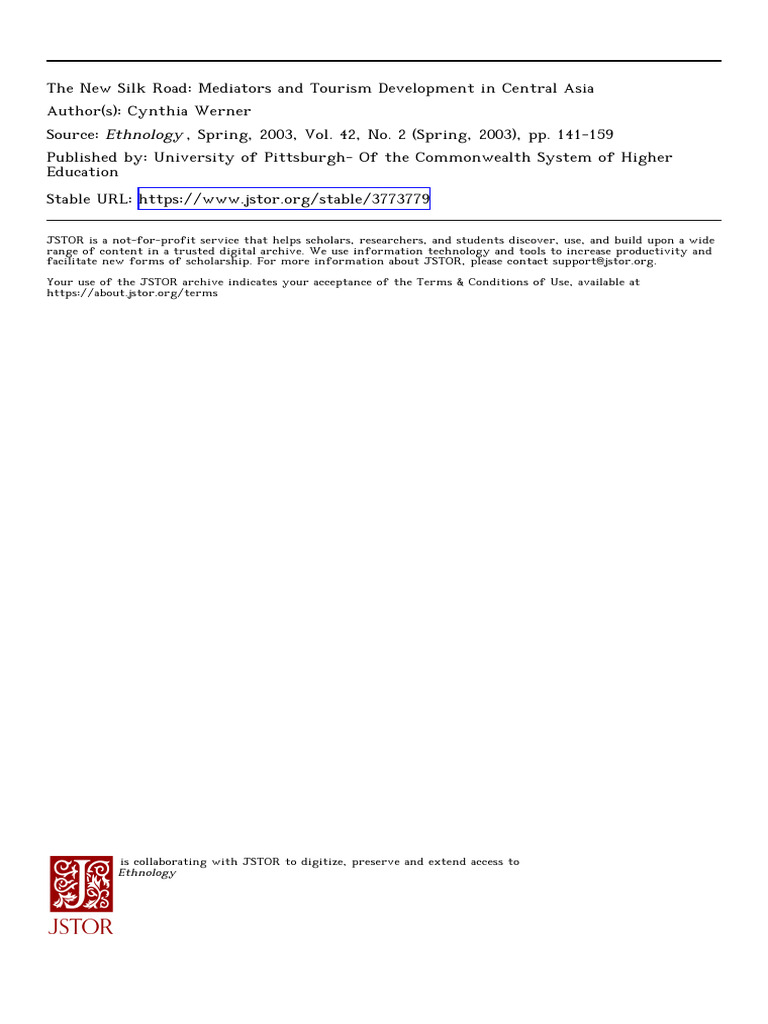 The New Silk Road Mediators and Tourism Development in Central Asia ...