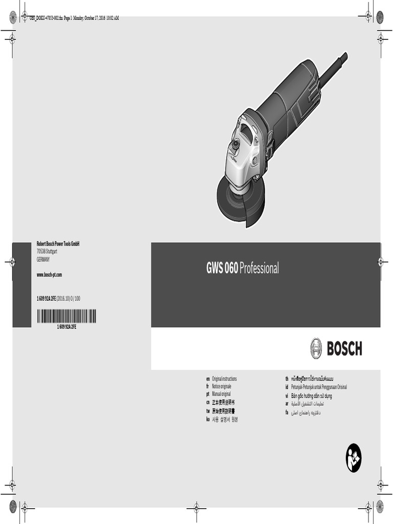 Manual Book Gerinda Bosch Gws 060 | PDF | Grinding (Abrasive Cutting ...