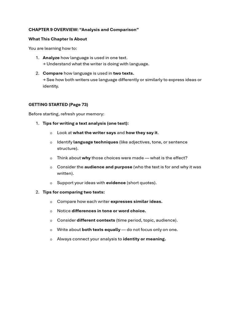 Text Analysis and Comparison Guide | PDF | Semantics | Analysis