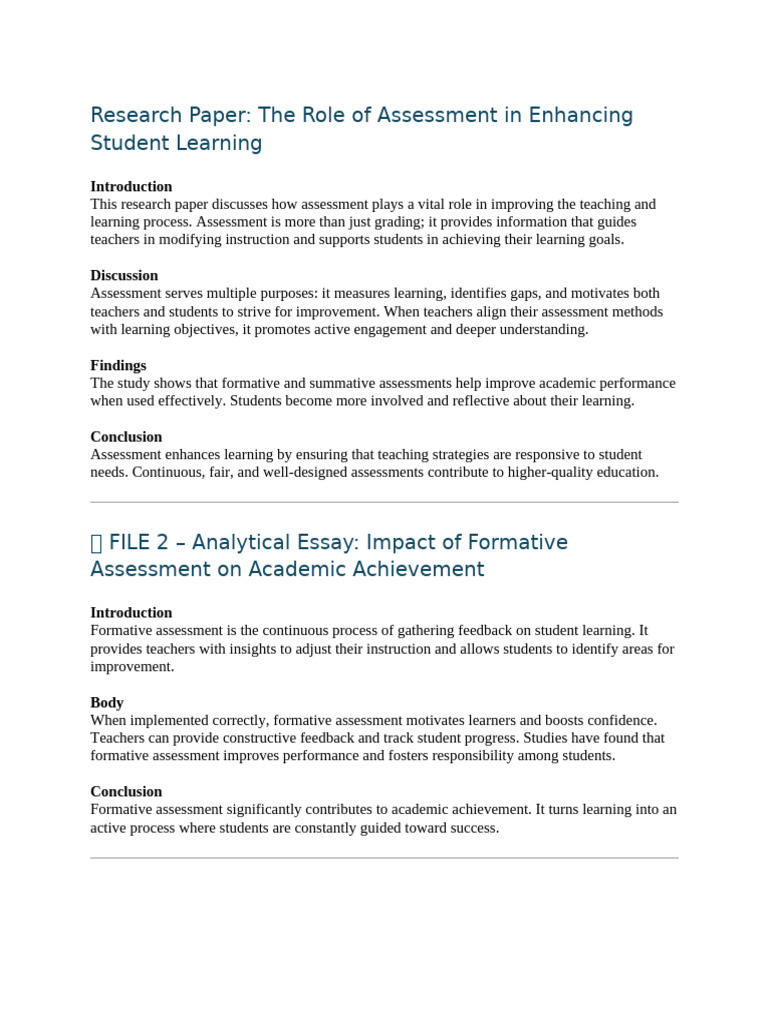 Enhancing Learning Through Assessment | PDF | Educational Assessment ...