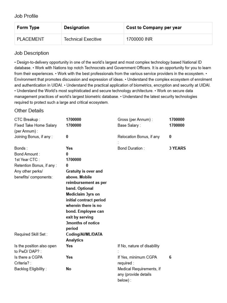 Jnf Uidai Com1077 Jnf1 | PDF | Employment | Salary